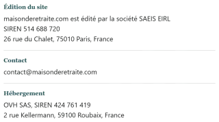 Éditeur, contact et hébergeur du site